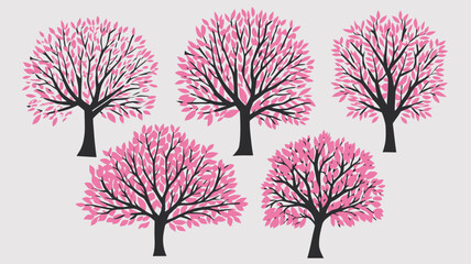 Obraz premium Stylized Nature Silhouettes Collection: Forests, Waves, Waterfalls, Mountains, Islands, Glaciers, and More for Minimalist Designs