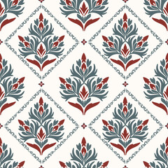 Native ethnic geometric pattern samless gold and red on a light gray background. Native American fabric, tiles, rugs, shirts