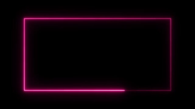 Neon Light rectangular border icon animation.abstract beautiful neon light loading rectangle illustration background