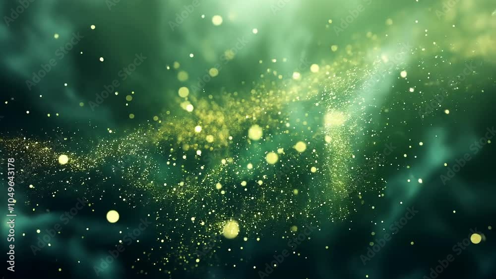 Canvas Prints glittering abstract gold particles streaming in green background