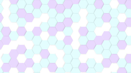 Fototapeta premium Abstract Geometric Background With Blue And purple Hexagonal Tiles. Gradient hexagonal background with soft lighting. Colorful pastel pink, blue and purple hexagon pattern wall background. 