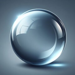 Shiny 3D transparent glass sphere with light reflections and transparent glossy effect