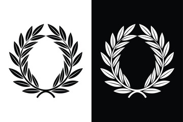 Obraz premium Ornate Lauren Wreath Vector Icon silhouette. Beautiful Flat Floral Design illustration