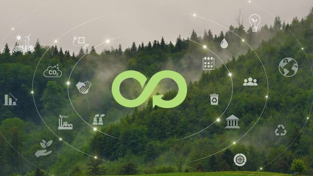 Circular economy concept for future business growth and environmental sustainability and reduce pollution for future business and environmentEliminate waste and pollution.Circulate products and materi