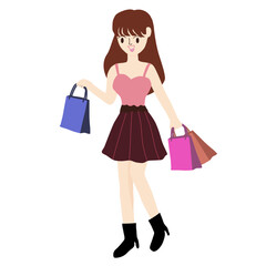 A girl with shopping bags