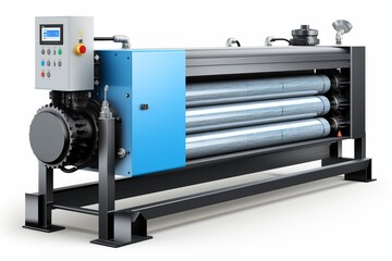 Fototapeta premium Industrial machine with three rollers for processing materials in a manufacturing facility