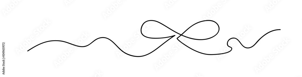 Aufkleber one line drawing. decorative string bow with rope. divider design element for wedding day. vector il