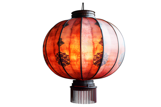 Chinese red paper lanterns isolated on cut out PNG or transparent background. Realistic lamp template pattern. New Year's Day according to calendar. Decorate festival City Chinatown town.