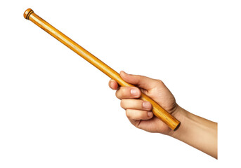 Photo of hand holding baton .Transparent background. Isolated PNG.