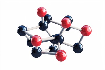 Obraz premium illustration of a hydroxyl molecule structure in 3D front view, highlighting its distinct bonding characteristics against a white backdrop.