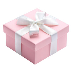 Obraz premium Pink gift box with white bow isolated on transparent background