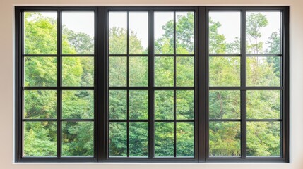 Naklejka premium Serene window view, embracing nature's tranquility and light tranquil
