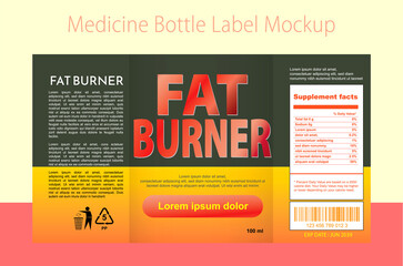 Illustration of Medicine Bottle Label Mockup.
