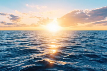 Fototapeta premium Cheerful sunshine illuminating the horizon, vibrant and full of warmth, hope, and endless possibilities.