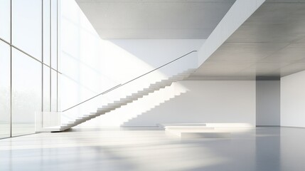 Obraz premium Minimalistic Modern Staircase in a Bright and Airy Interior Space