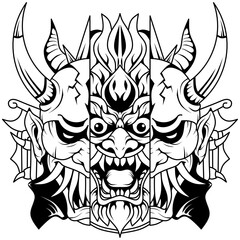 Devil mask mascot logo design line art