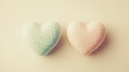 Obraz premium Pastel Heart-Shaped Marshmallows on Cream Background