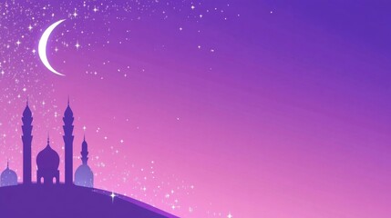 Naklejka premium Enchanting Arabian Night Sky with Crescent Moon and Sparkling Stars