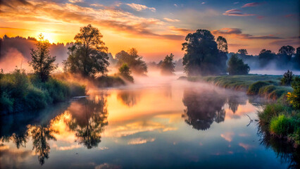 Fototapeta premium Captivating River Waters capes: From Crystal-Clear Reflections to Rushing Rapids Across Seasons