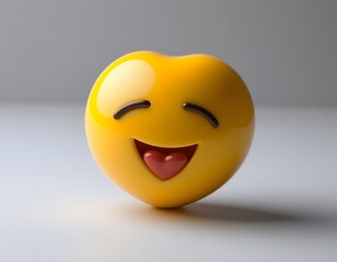Fototapeta premium 3D Heart Emoji Smiling Face Happy Love Cute Illustration Cartoon