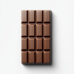 Fototapeta premium Chocolate bar with squares on a white isolated background.