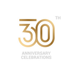 Obraz premium 30 years anniversary logo design on white background for celebration event. 30th celebration emblem.