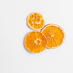 Dried orange slices isolated on white 