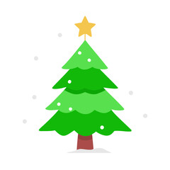  Modern Christmas Tree Icon with Star and Snowflakes