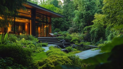 Modern House in Lush Garden