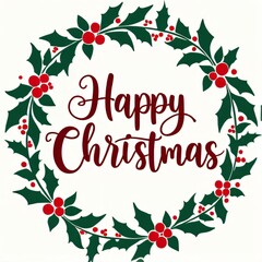 Round Christmas Wreath with Happy Christmas Typography
