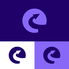 The forward step of the 'E' design combined with the 'up' element, depicts a journey towards a higher goal