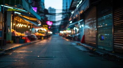 Obraz premium Urban night scene on Yaowarat, Thailand market road, market stalls, blank area