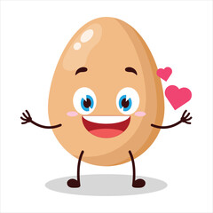 cute fall in love expression of chicken egg character