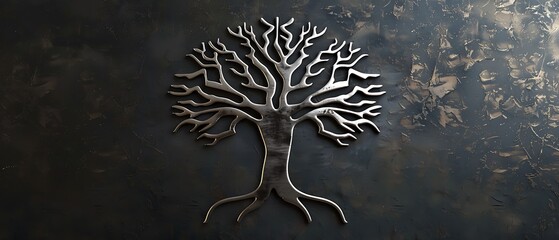 Creative stylized tree made of circuit lines. Nature and electronics fusion concept, A white chalk drawing in a tree design on a blackboard backdrop with image, A close-up of a metal letter with wings