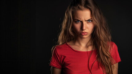 Fototapeta premium Angry woman. Portrait of a woman with angry face expression