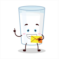 cute happy expression of milk bring envelope letter cartoon character