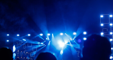 Blue light at a concert. Abstract background