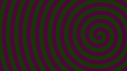 green spiral on dark pink background.