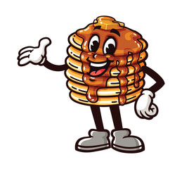 Pancake Cartoon Mascot Illustration Character Vector Clip-art Hand-drawn Logo Design