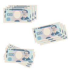 Obraz premium 新しい千円札の3枚のイラスト