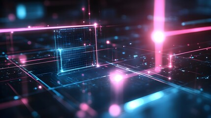 Obraz premium Futuristic Digital Data Technology Network Abstract Visualization