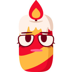 Christmas Candle Bored Face Cartoon