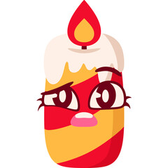 Christmas Candle Confused Face Cartoon