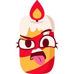 Christmas Candle Disgusting Face Cartoon
