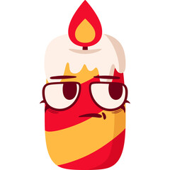 Christmas Candle Indifferent Face Cartoon