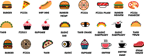 Set of  food icon flat vector illustration