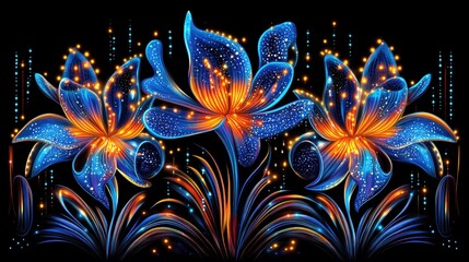 Naklejka premium Fireworks Shaped as Colorful Flowers