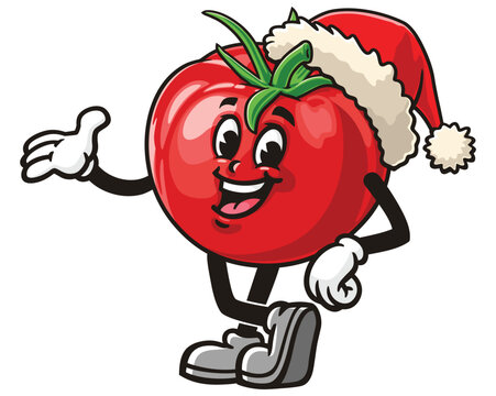 recommend clip art: Tomato wearing a christmas hat, Cartoon Mascot Illustration Character Vector Clip-art Hand-drawn Logo Design