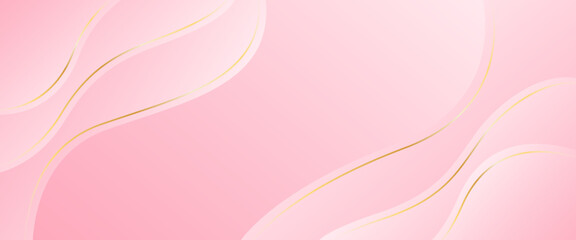 Elegant pink luxury background. Abstract wave dynamic wallpaper with gold lines. Template banner background for beauty products, sales, ads, events, web and pages