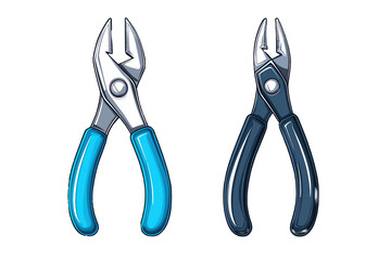 Two pairs of pliers on a white isolated background, showcasing their design and functionality. isolated on transparent background.